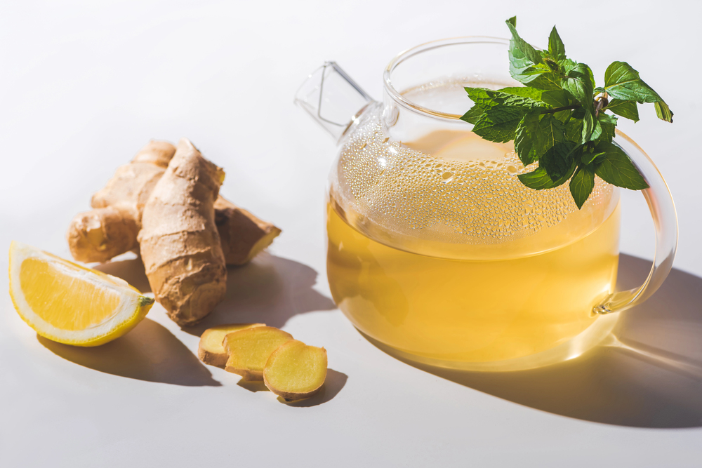 Fress ginger and  ginger tea